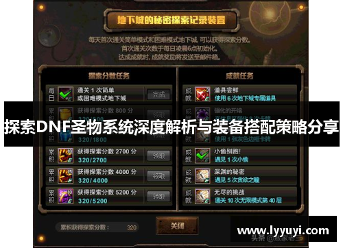 探索DNF圣物系统深度解析与装备搭配策略分享